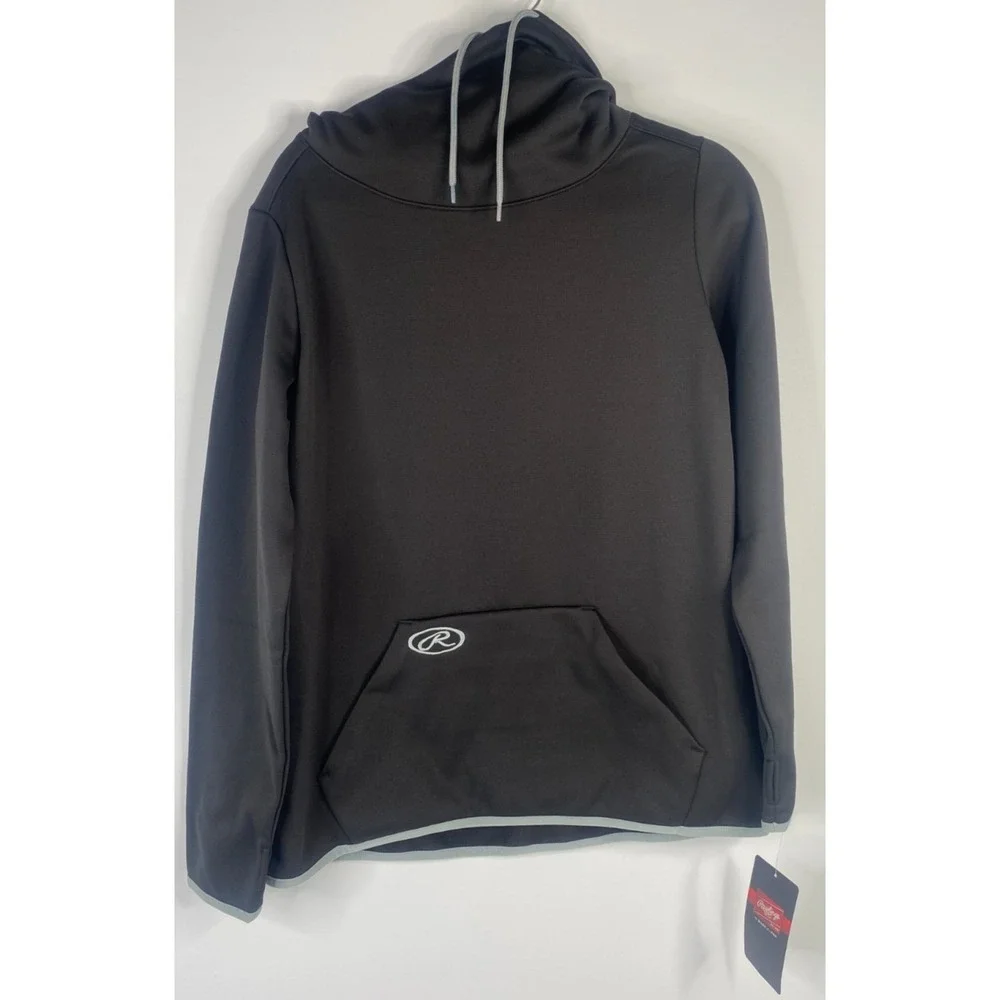 Rawlings Hoodie Women Medium Black New Cowl Neck Thumbhole Athletic WPFF-B-89